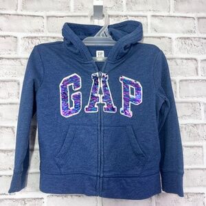 |•GAP KIDS•| Cute Navy Full Zip Hoodie Sequined 'GAP' Front